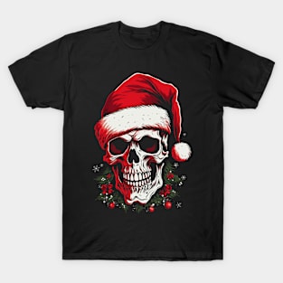 santa skull scary christmas design T-Shirt